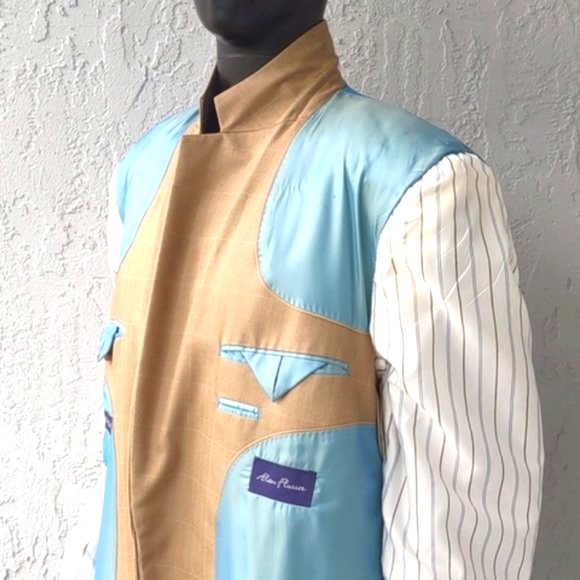 Alan Flusser MEN'S Silk & Worsted Wool Luxury Blend Window Paigne Blazer - Picture 15 of 17